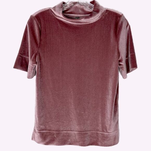 Anthropologie Rose Mock Neck Velvet Top - Picture 1 of 10